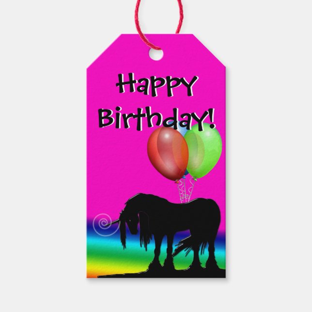 Étiquettes-cadeau Rainbow Unicorn Party (Devant)