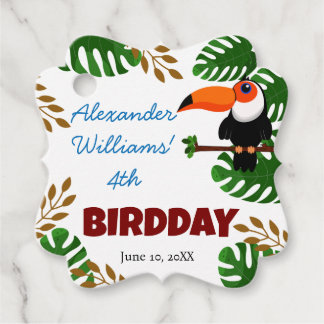 Étiquettes Cadeau Rainforest Toucan Bird pour enfants fête d'anniver