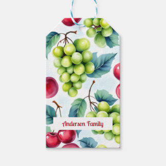 Étiquettes-cadeau Raisins de cerises Motifs de fruits rouges verts