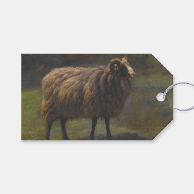 Étiquettes-cadeau Ram (Male Sheep) à la ferme (par Rosa Bonheur) (Devant (Horizontal))