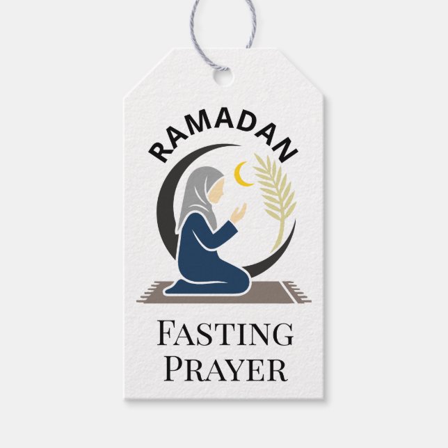 Étiquettes-cadeau Ramadan Fasting Prayer Woman Hijab Islamic Graphic (Devant)