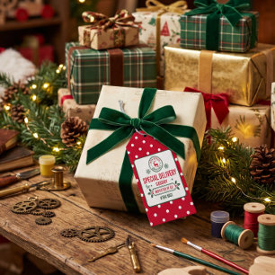 Étiquettes-cadeau ramure de renne de livraison expresse de Santa poi