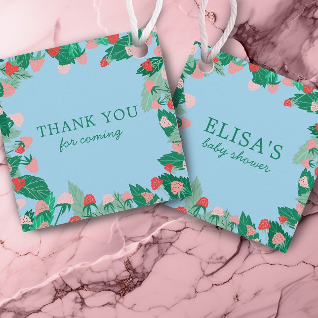 Étiquettes Cadeau Raspberry Patch mignon BABY SHOWER coloré (Raspberry Patch Cute Colorful CUSTOM BABY SHOWER Favor Tags
)