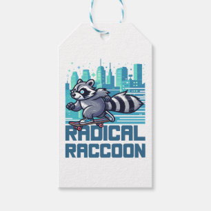 Étiquettes-cadeau Raton laveur radical skateboardeur urbain