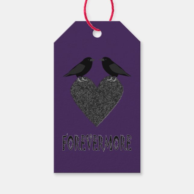Étiquettes-cadeau Ravens gothiques et Black Heart Custom (Devant)