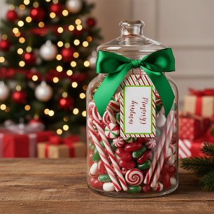 Étiquettes-cadeau Rayures de menthe poivrée personnalisées