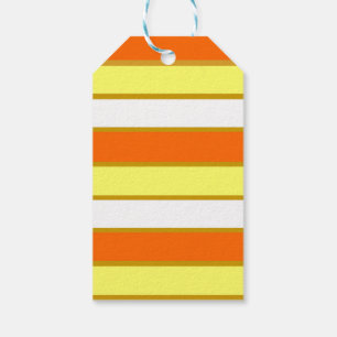 Étiquettes-cadeau Rayures orange, jaune et blanc