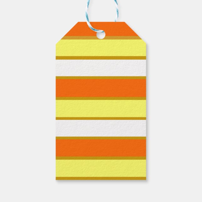 Étiquettes-cadeau Rayures orange, jaune et blanc (Dos)
