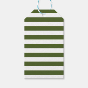 Étiquettes-cadeau Rayures vert mousse foncé et blanc
