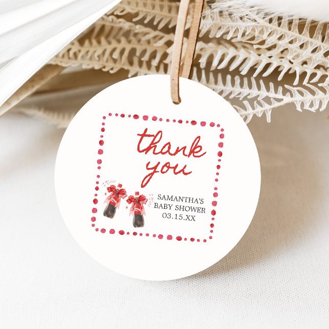 Étiquettes Cadeau Ready to Pop Baby Shower  (She's Ready to Pop Cola Baby Shower Favor Tags )