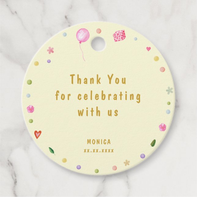 Étiquettes Cadeau Rebondissons saut singes anniversaire merci (Devant)