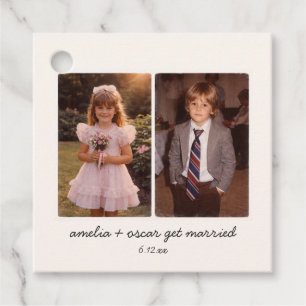 Étiquettes Cadeau Réception de mariage avec photo d'enfance vintage