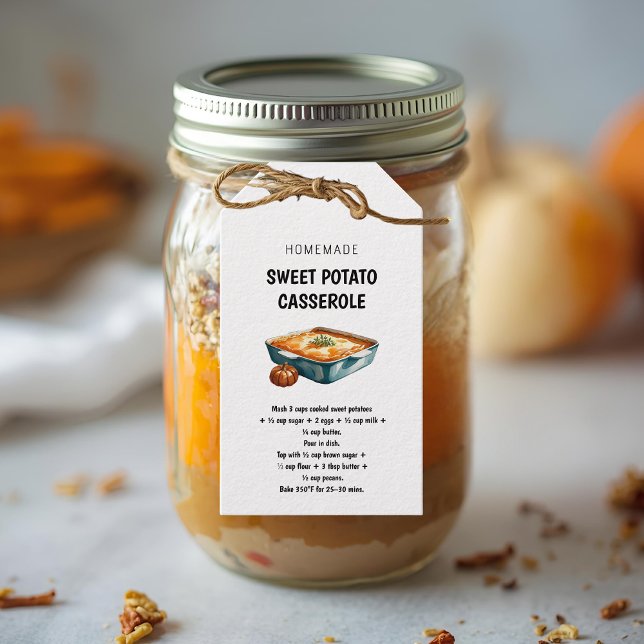 Étiquettes-cadeau Recette de casserole de patates douces pour Thanks (Créateur téléchargé)