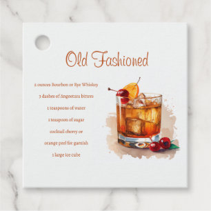 Étiquettes Cadeau Recette de cocktail Old Fashioned pour fête