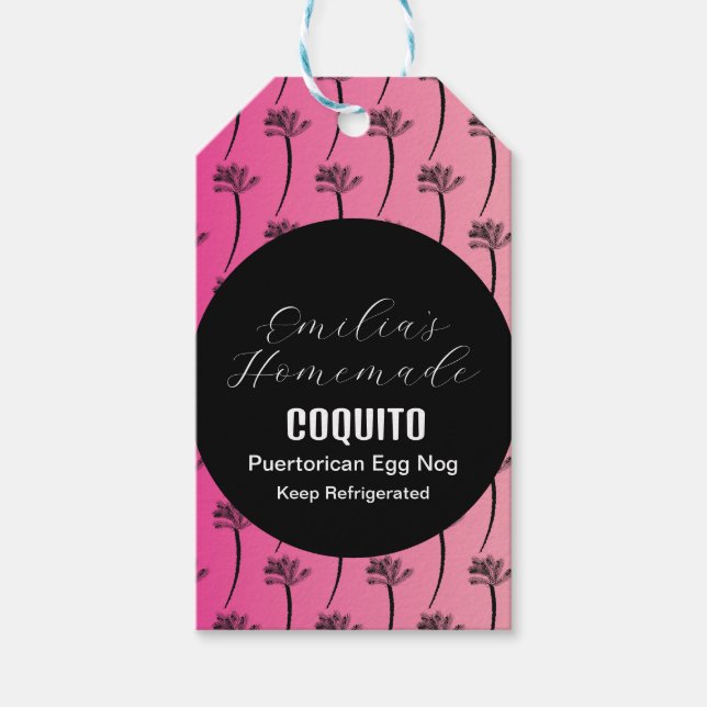 Étiquettes-cadeau Recette de Coquito Boisson Noix de Coco Eggnog Pal (Devant)