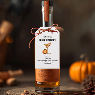 Étiquettes-cadeau Recette de Martini à la Citrouille Faite Maison Co