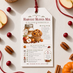 Étiquettes-cadeau Recette de mélange de muffins de récolte en pot Ma