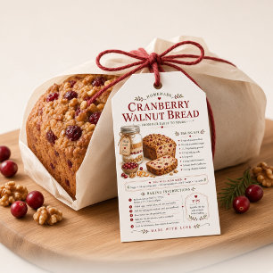 Étiquettes-cadeau Recette de pain aux cranberries et noix mélange à