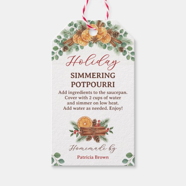 Étiquettes-cadeau Recette de pot-pourri de fête à mijoter  (Devant)