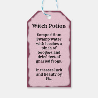 Étiquettes-cadeau Recette pour une potion d'Halloween aux sorcières.