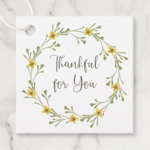 Étiquettes Cadeau Reconnaissant pour Vous Fleurs Jaunes
