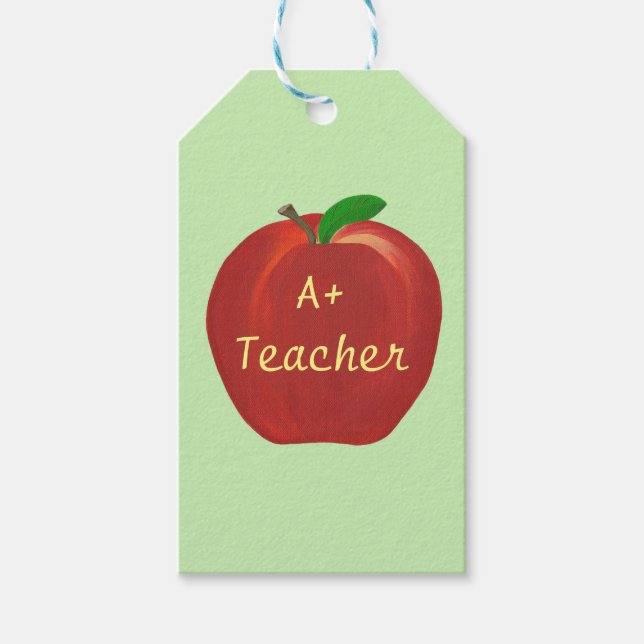 Étiquettes-cadeau Red Apple Peinture A+ Cartes Cadeaux Enseignant (Devant)