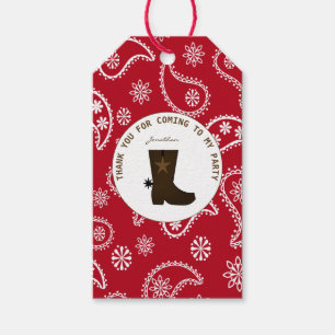 Étiquettes-cadeau Red Bandana Cowboy Boot Personnalisé Anniversaire