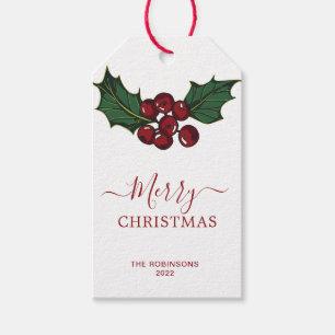 Étiquettes-cadeau Red Berries Greenery Christmas Holiday Tags cadeau