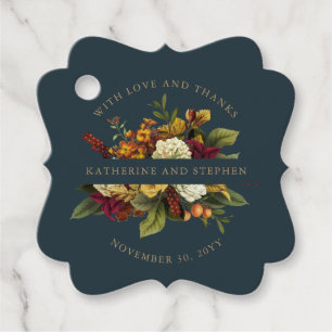 Étiquettes Cadeau Red   Bouquet Floral Orange Avec Amour et Merci F