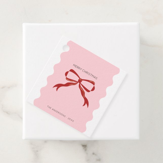 Étiquettes Cadeau Red Bow Coquette Squgly Frontières Noël (En situation)
