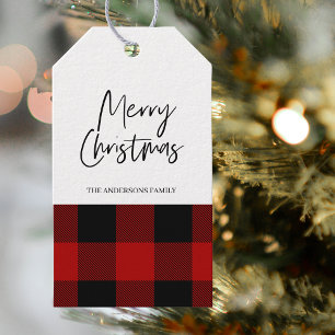Étiquettes-cadeau Red Buffalo Plaid & Joyeux Noël Tags cadeaux
