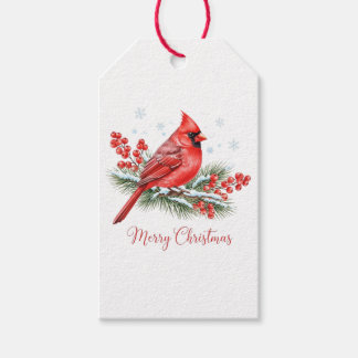 Étiquettes-cadeau Red Cardinal Winter Berry Merry Christmas Tag