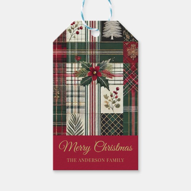Étiquettes-cadeau Red Christmas Gig Rustic Plaid Tartan Motif (Devant)