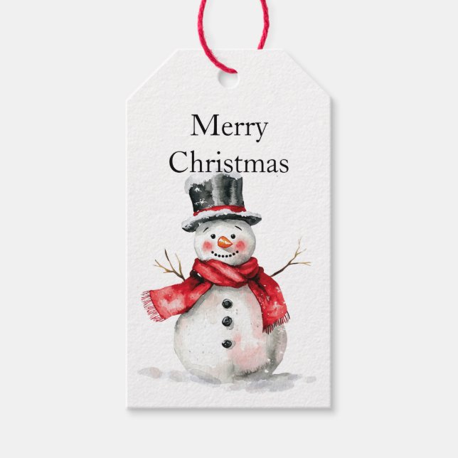 Étiquettes-cadeau Red Christmas Snowman (Devant)