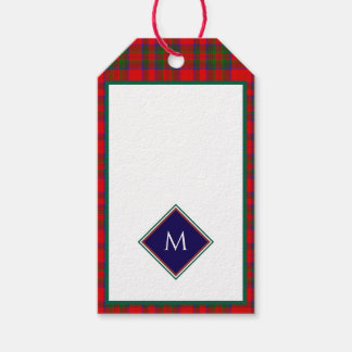 Étiquettes-cadeau Red Christmas Wool Texture Plaid with Monogram