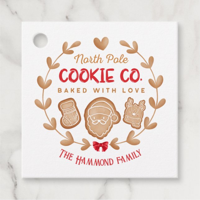 Étiquettes Cadeau Red Cute Gingerbread Noël Cookies Exchange (Devant)