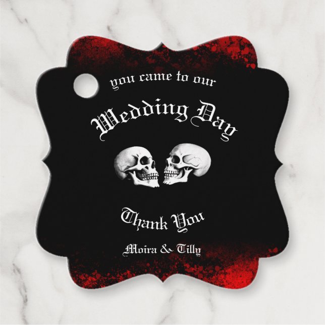 Étiquettes Cadeau Red Death Dancing Skeletons Mariage gothique (Devant)