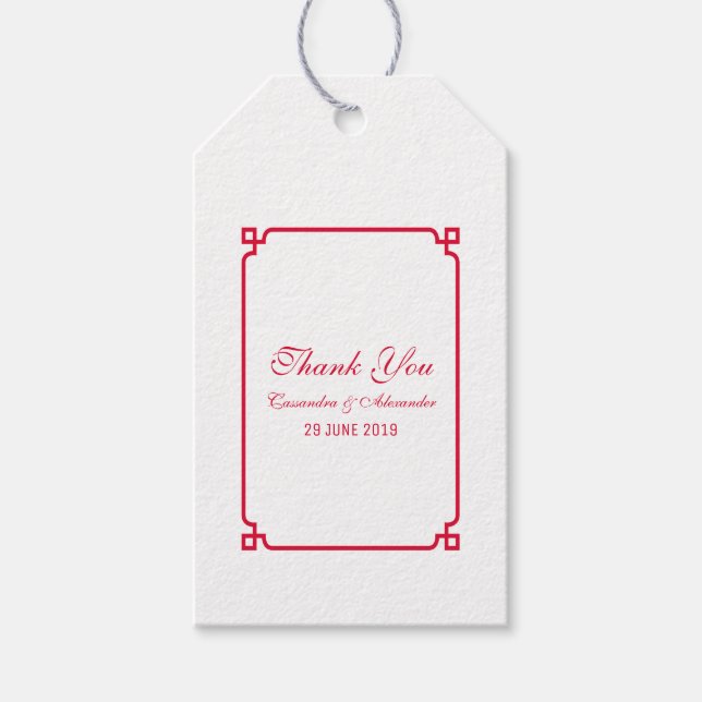 Étiquettes-cadeau Red Deco Chic Mariage (Devant)
