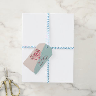 Étiquettes-cadeau Red Floral Heart Elegant Merci Tags cadeaux