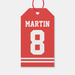 Étiquettes-cadeau Red Football Jersey - Sports Thème Anniversaire