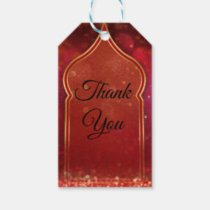 Étiquettes-cadeau Red & Gold Marocaine des nuits arabes mariage Fave