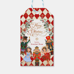 Étiquettes-cadeau Red Gold Nutcracker Joyeux Noël Fête