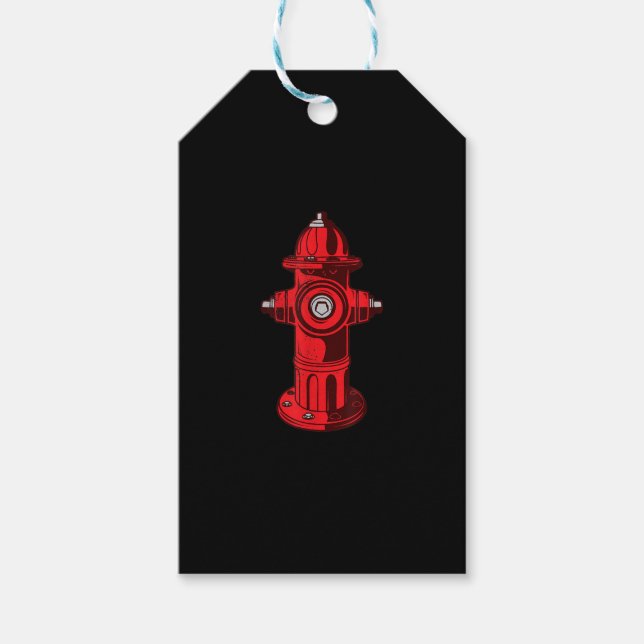 Étiquettes-cadeau Red Graphic Fire Hydrant Pompier Cadeaux de travai (Devant)