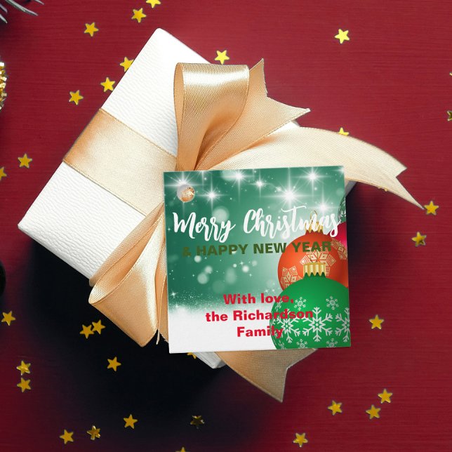 Étiquettes Cadeau Red Green Christmas Baubles Winter Wonderland (Créateur téléchargé)