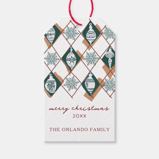 Étiquettes-cadeau Red Green Joyeux Noël Typographie vacances (Devant)