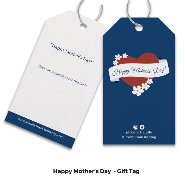 Étiquettes-cadeau Red Heart Happy Mother's Day Banner Social Connect (Red Heart Happy Mother's Day Banner Social Connect Gift Tags)