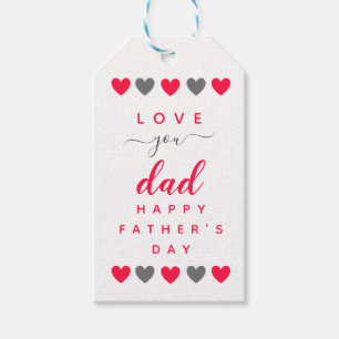 Étiquettes-cadeau Red Heart Love You Papa Simple Gift Tag
