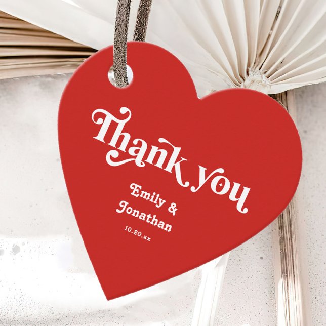 Étiquettes Cadeau Red Heart Valentine Mariage (Créateur téléchargé)