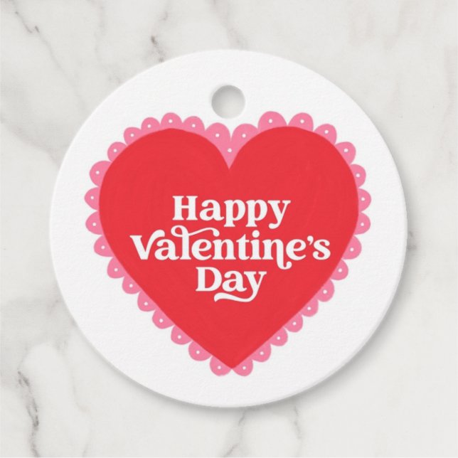 Étiquettes Cadeau Red Heart Valentine's Day (Devant)