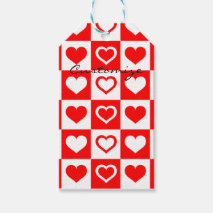 Étiquettes-cadeau Red Hearts Plaid Motif Thunder_Cove